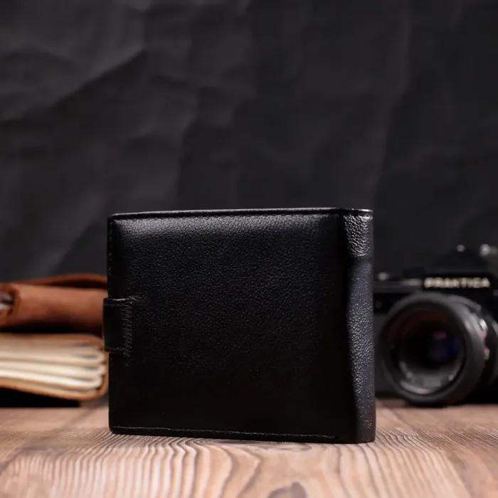 Чоловічий горизонтальний гаманець із натуральної шкіри ST Leather 22466 Чорний