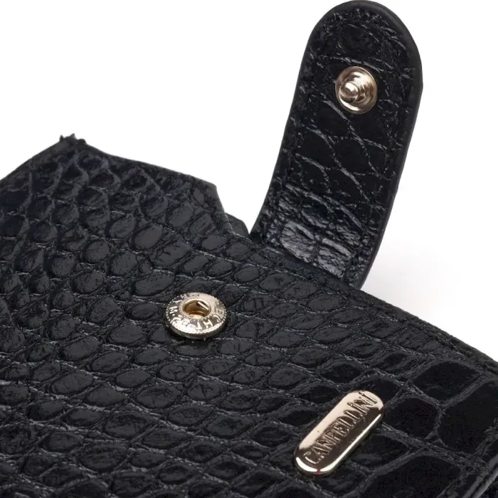 Мужской горизонтальный кошелек из натуральной фактурной кожи CANPELLINI 21504 Черный