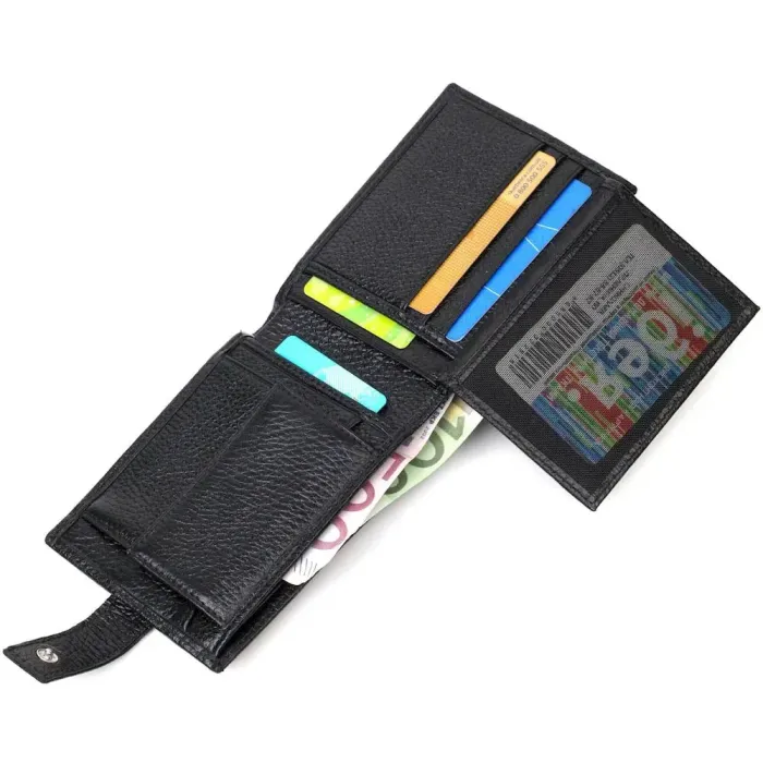 Чоловічий горизонтальний гаманець із натуральної шкіри Tony Bellucci 22042 Чорний