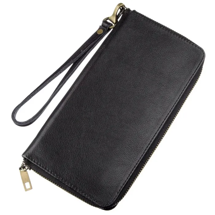 Чоловічий горизонтальний шкіряний клатч SHVIGEL 19120 Чорний