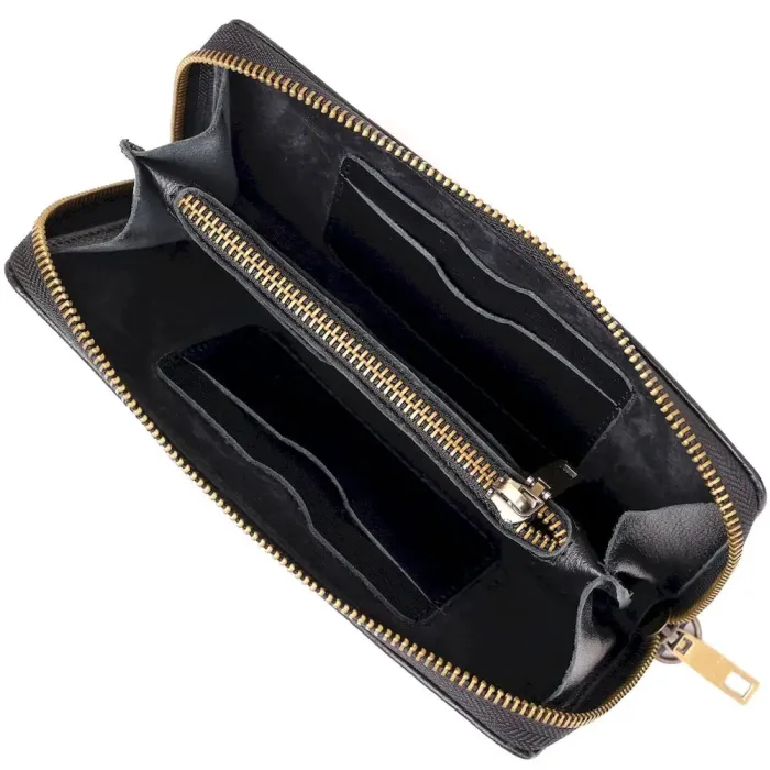 Чоловічий горизонтальний шкіряний клатч SHVIGEL 19123 Чорний