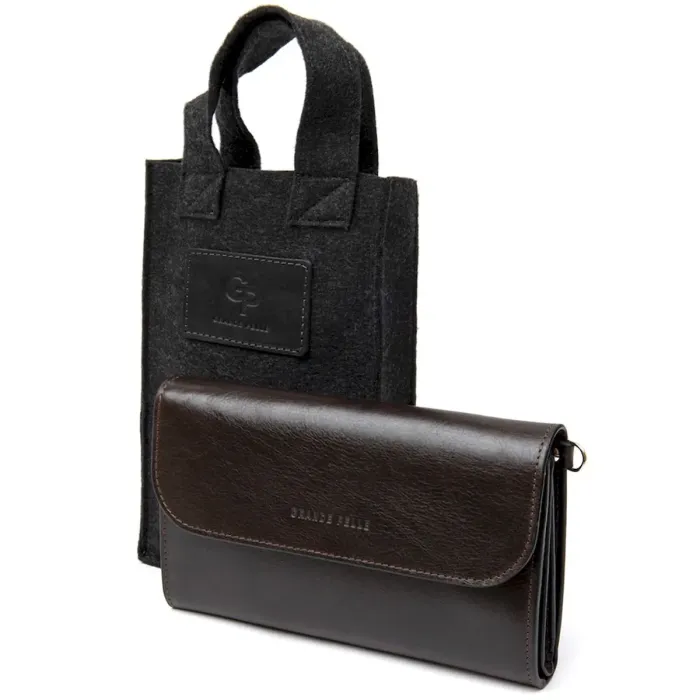 Чоловічий клатч із натуральної шкіри GRANDE PELLE 11426 Коричневий