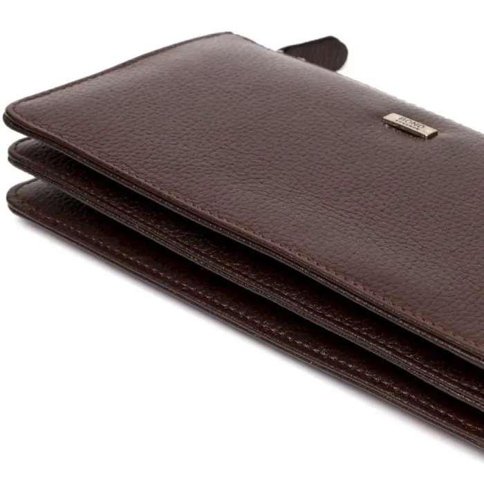 Мужской клатч на два отделения из натуральной кожи флотар BOND 22045 Коричневый