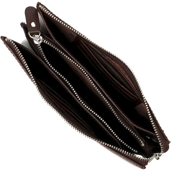 Мужской клатч на два отделения из натуральной кожи флотар BOND 22045 Коричневый