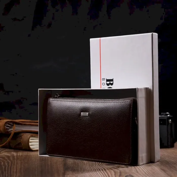 Мужской клатч на два отделения из натуральной кожи флотар BOND 22045 Коричневый