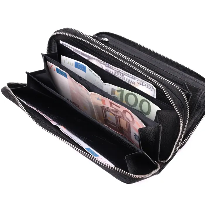 Чоловічий клатч на два відділення із натуральної шкіри ST Leather 22531 Чорний