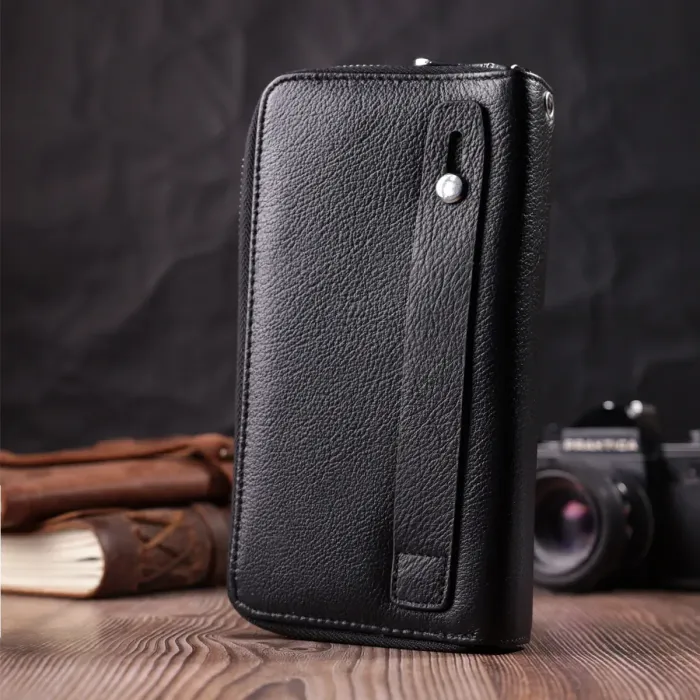 Чоловічий клатч на два відділення із натуральної шкіри ST Leather 22531 Чорний