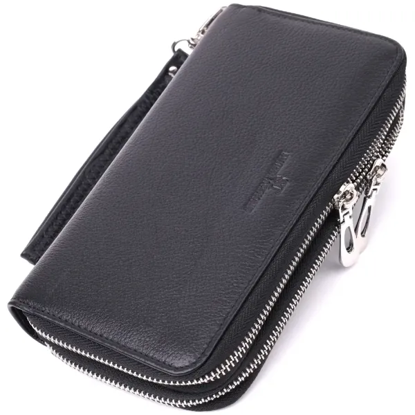 Чоловічий клатч на два відділення із натуральної шкіри ST Leather 22531 Чорний
