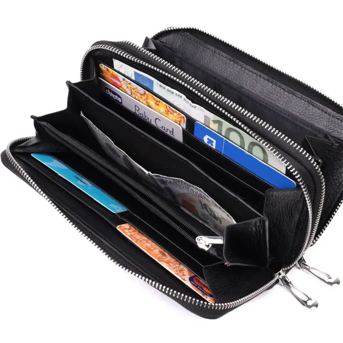 Чоловічий клатч на два відділення із натуральної шкіри ST Leather 22531 Чорний
