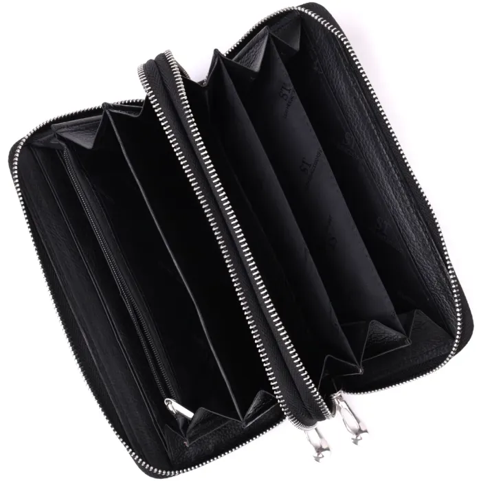 Чоловічий клатч на два відділення із натуральної шкіри ST Leather 22531 Чорний
