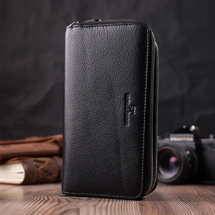 Чоловічий клатч на два відділення із натуральної шкіри ST Leather 22531 Чорний