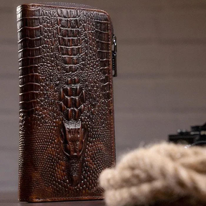 Чоловічий клатч із силуетом каймана 20235 Vintage Коричневий