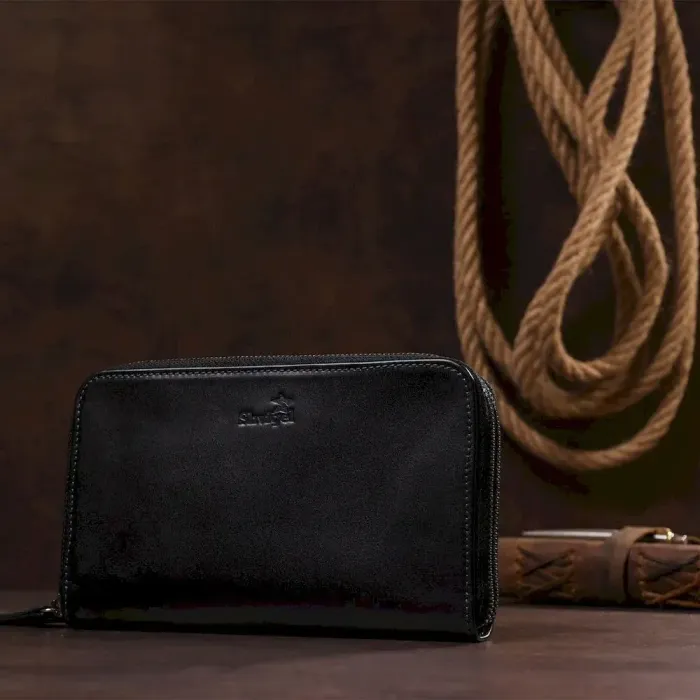 Мужской клатч SHVIGEL 11082 кожаный Черный