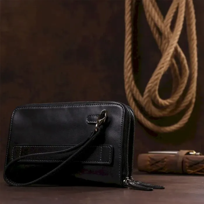 Мужской клатч SHVIGEL 11082 кожаный Черный