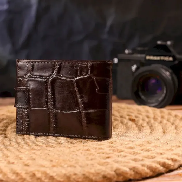 Мужской компактный кошелек из натуральной фактурной кожи CANPELLINI 21509 Коричневый