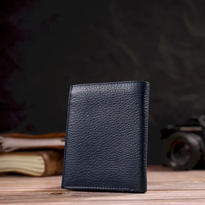 Чоловічий компактний гаманець із натуральної шкіри флотар CANPELLINI 21872 Синій