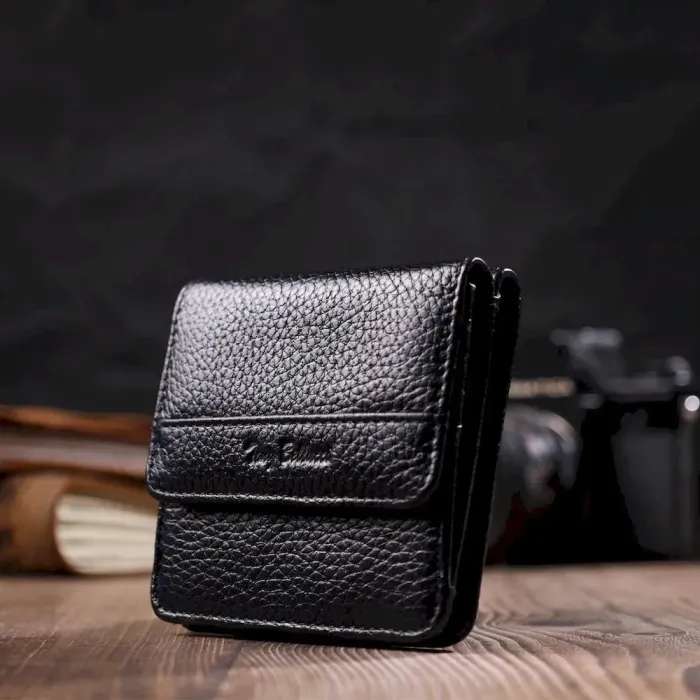 Чоловічий компактний гаманець з натуральної шкіри Tony Bellucci 22040 Чорний