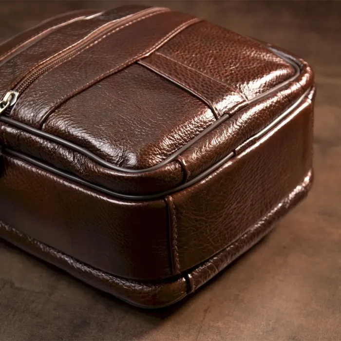 Чоловічий компактний месенджер на 2 відділення Vintage 20455 Коричневий