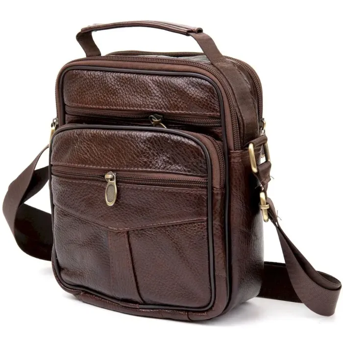 Чоловічий компактний месенджер на 2 відділення Vintage 20455 Коричневий