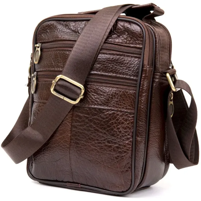Чоловічий компактний месенджер на 2 відділення Vintage 20455 Коричневий