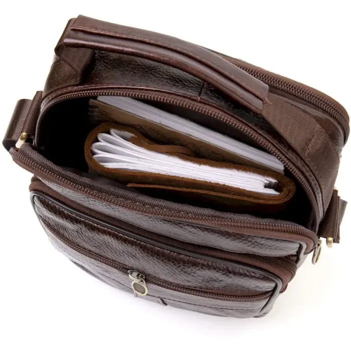 Чоловічий компактний месенджер на 2 відділення Vintage 20455 Коричневий