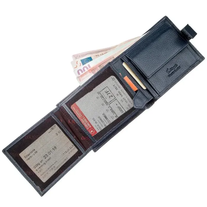 Чоловічий гаманець із хлястиком шкіряний флотар KARYA 17369