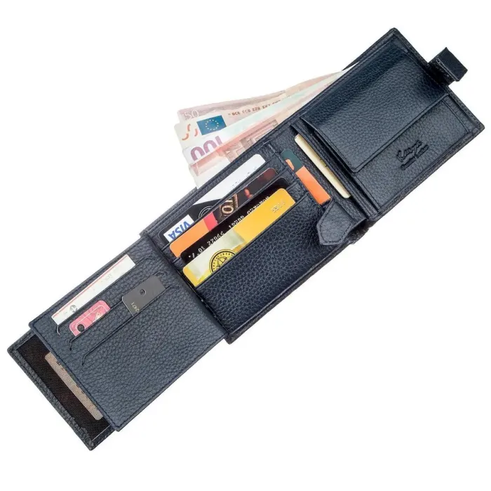 Чоловічий гаманець із хлястиком шкіряний флотар KARYA 17369