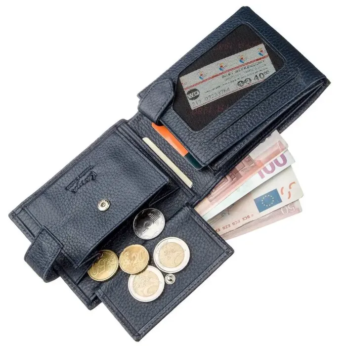 Чоловічий гаманець із хлястиком шкіряний флотар KARYA 17369