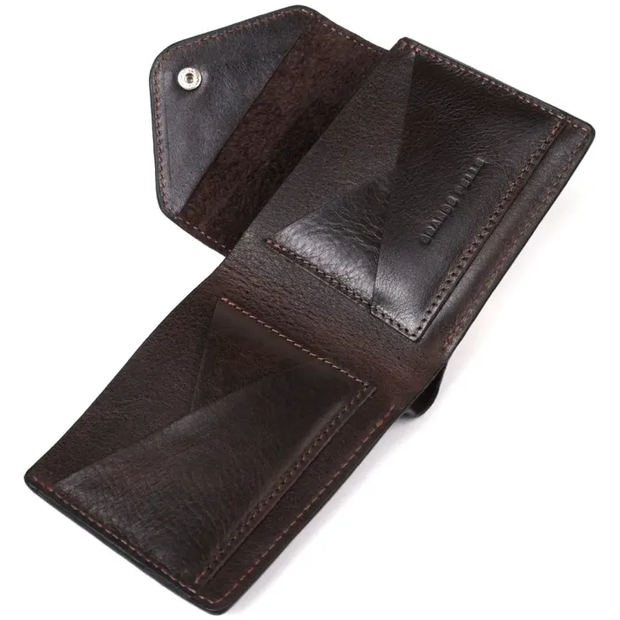 Мужской кошелек с монетницей из глянцевой натуральной кожи GRANDE PELLE 16807 Коричневый