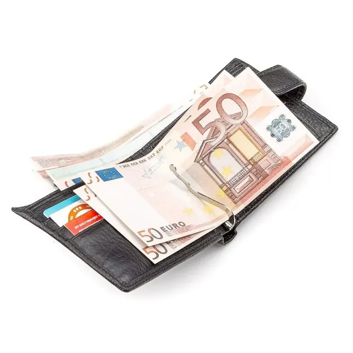 Чоловічий гаманець ST Leather 18309 (ST113-1) із затискачем для грошей Чорний