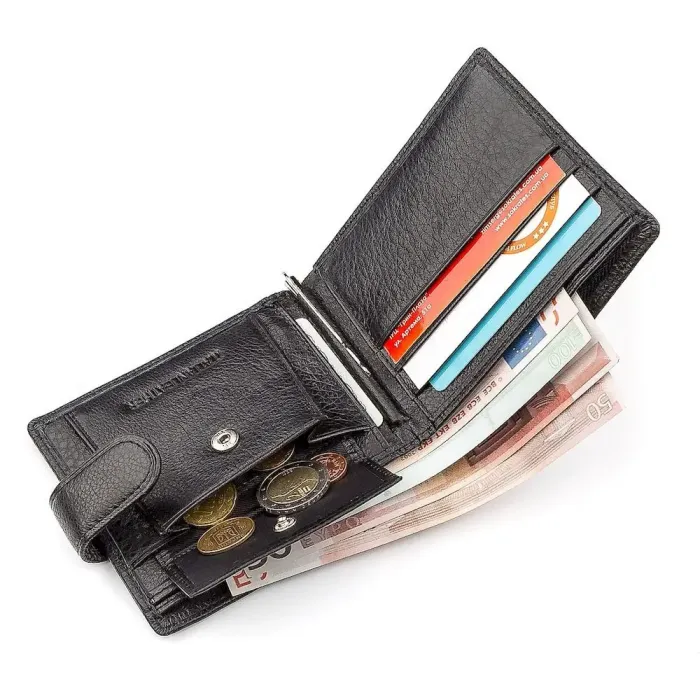 Чоловічий гаманець ST Leather 18309 (ST113-1) із затискачем для грошей Чорний