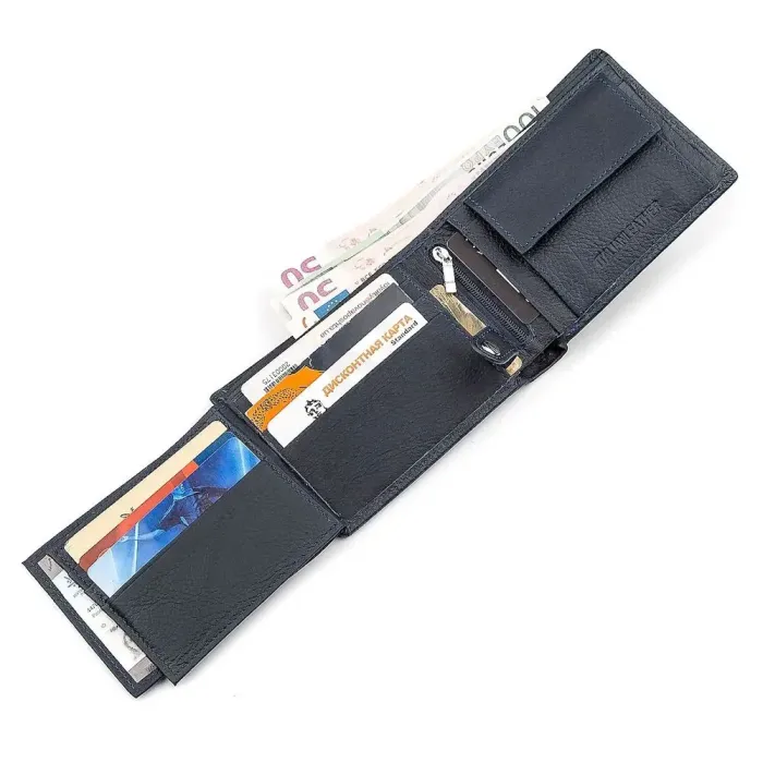 Чоловічий гаманець ST Leather 18326 (ST108) багатофункціональний шкіряний Синій