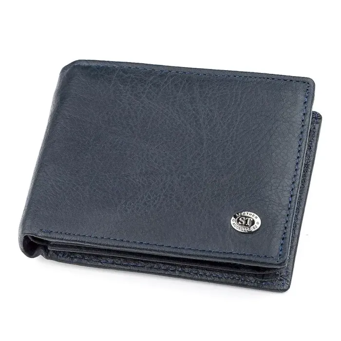 Чоловічий гаманець ST Leather 18326 (ST108) багатофункціональний шкіряний Синій