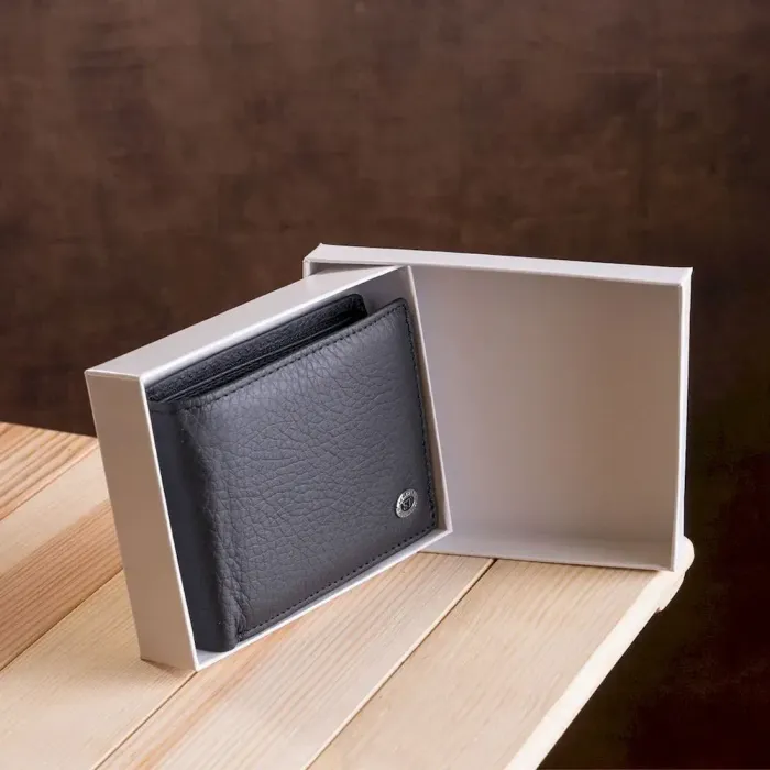 Чоловічий гаманець ST Leather 18327 (ST108) із натуральної шкіри Чорний