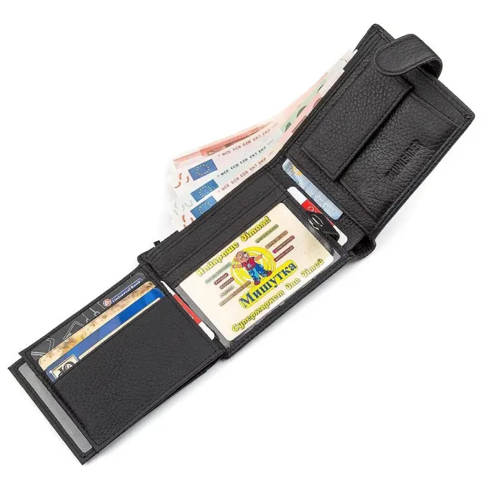 Чоловічий гаманець ST Leather 18334 (ST102) Чорна шкіра