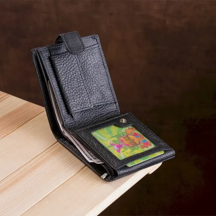 Чоловічий гаманець ST Leather 18334 (ST102) Чорна шкіра