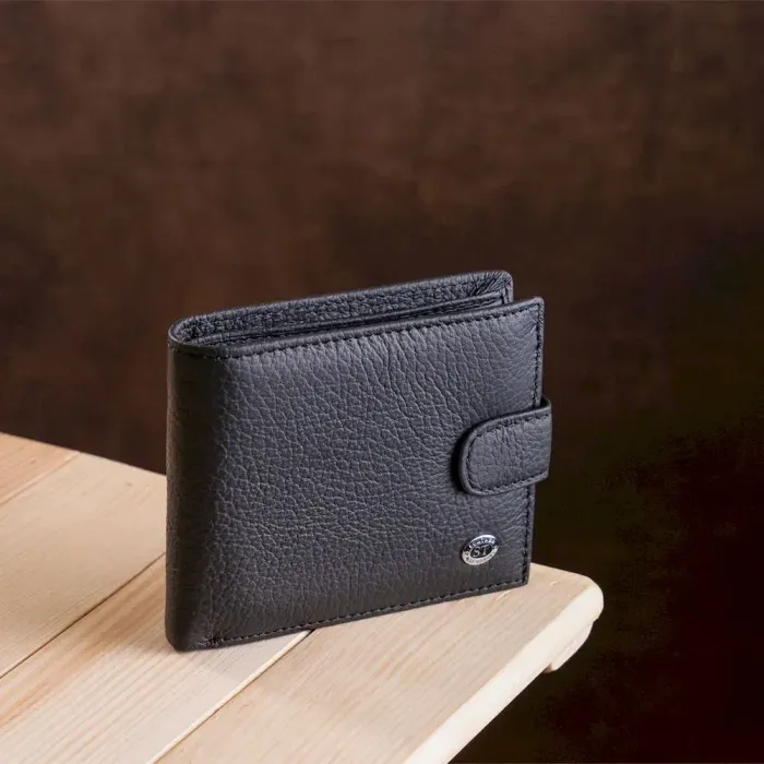 Чоловічий гаманець ST Leather 18334 (ST102) Чорна шкіра