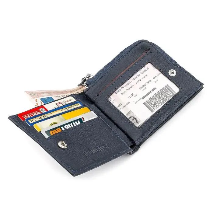 Чоловічий гаманець ST Leather 18342 (ST154) на блискавці Синій