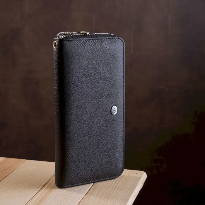 Чоловічий гаманець ST Leather 18422 (ST45) Чорна шкіра