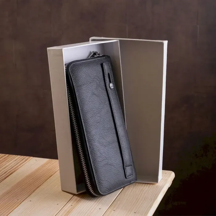 Чоловічий гаманець ST Leather 18422 (ST45) Чорна шкіра