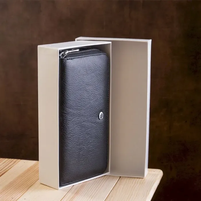 Чоловічий гаманець ST Leather 18451 (ST127) Чорна шкіра