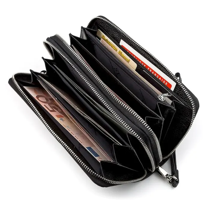 Чоловічий гаманець ST Leather 18451 (ST127) Чорна шкіра