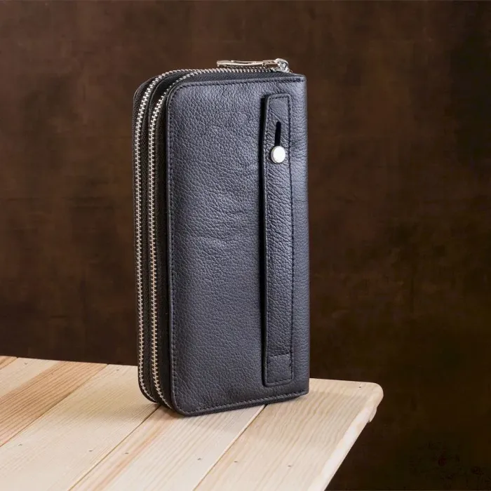 Чоловічий гаманець ST Leather 18451 (ST127) Чорна шкіра