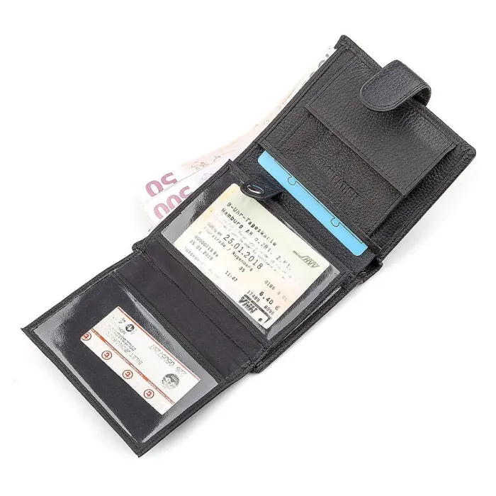 Чоловічий гаманець ST Leather 18496 (ST132) Чорна шкіра