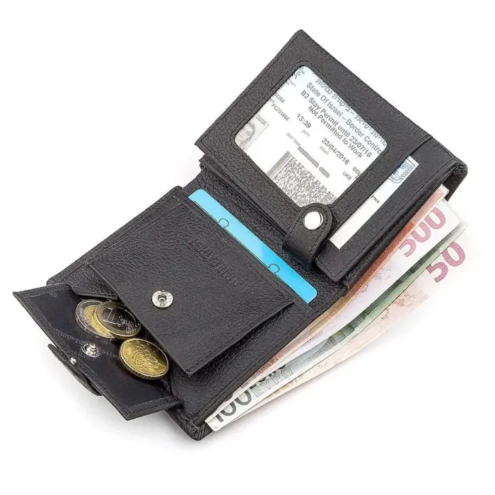 Чоловічий гаманець ST Leather 18496 (ST132) Чорна шкіра