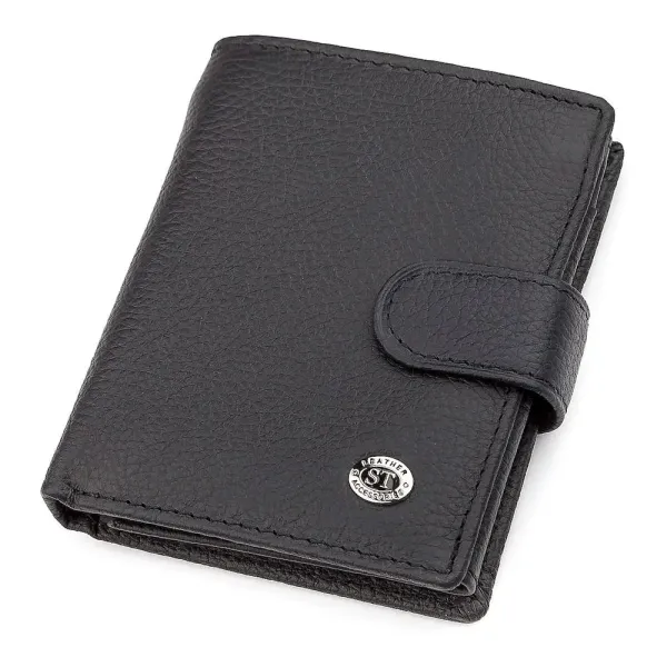 Чоловічий гаманець ST Leather 18496 (ST132) Чорна шкіра