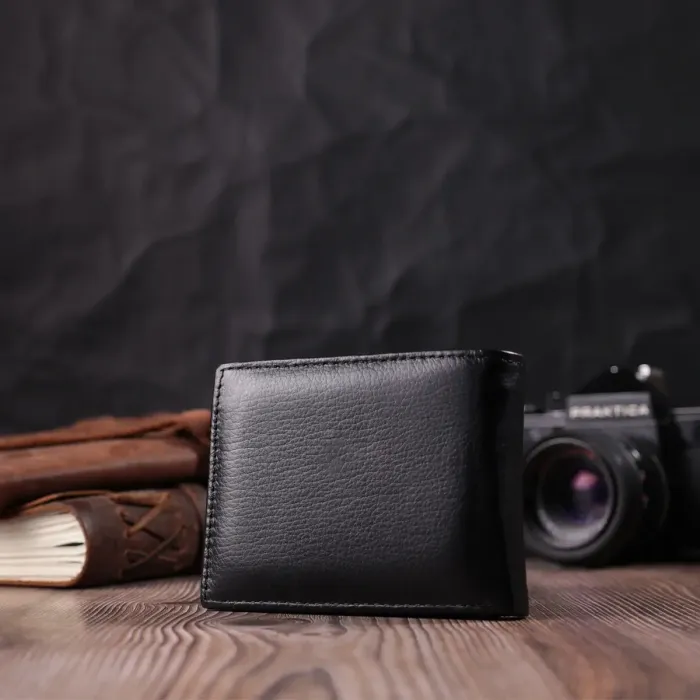 Чоловічий гаманець з натуральної шкіри ST Leather 22460 Чорний