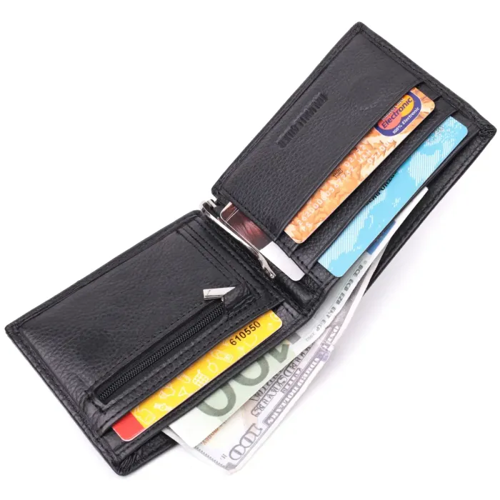 Чоловічий гаманець з натуральної шкіри ST Leather 22460 Чорний