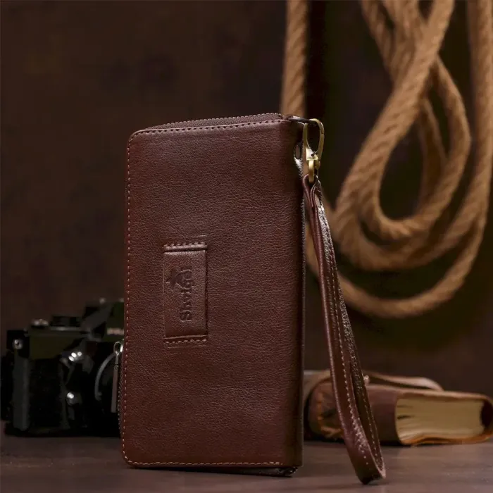 Чоловічий шкіряний клатч SHVIGEL 19124 Коричневий