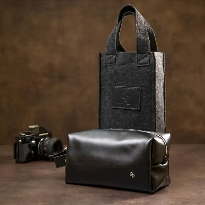 Чоловічий шкіряний несесер GRANDE PELLE 11417 Чорний